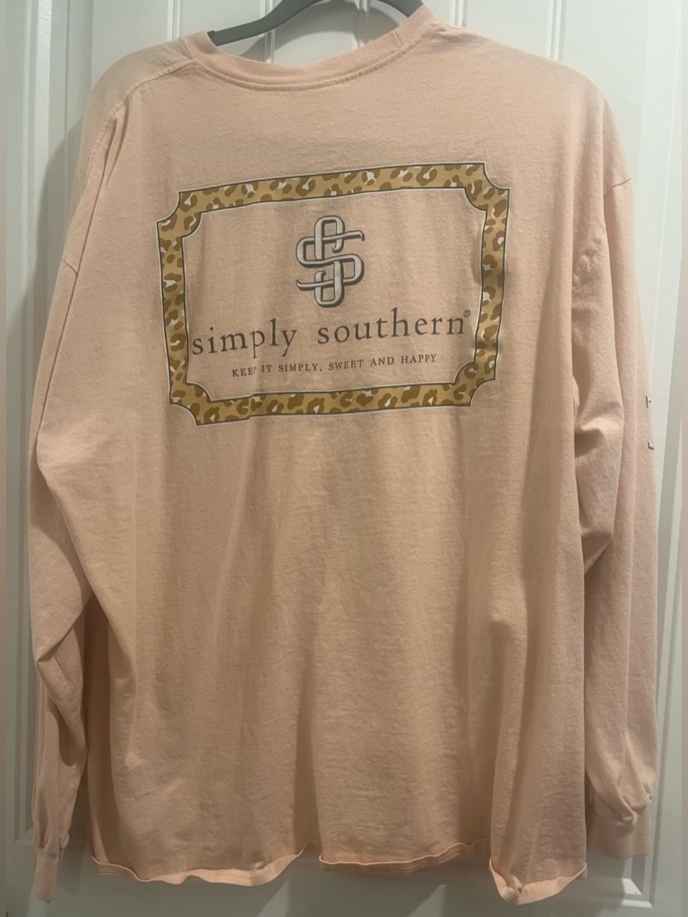 Simply Southern Long Sleeve Tee - Light Peach Size XXL - Picture 5 of 7